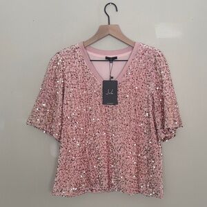 joh. Apparel Wevanna Sparkling Sequin Top in Mauve JOH